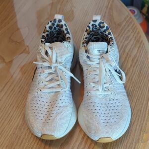 Nike White and Leopard Print React Sneakers